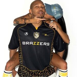 Richardson Brazzers 20 year anniversary soccer black and yellow jersey